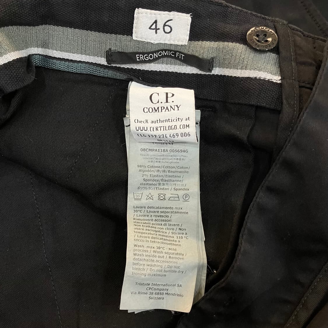 씨피컴퍼니 블랙 스트레치 사틴 카고 팬츠 46 상품이미지6