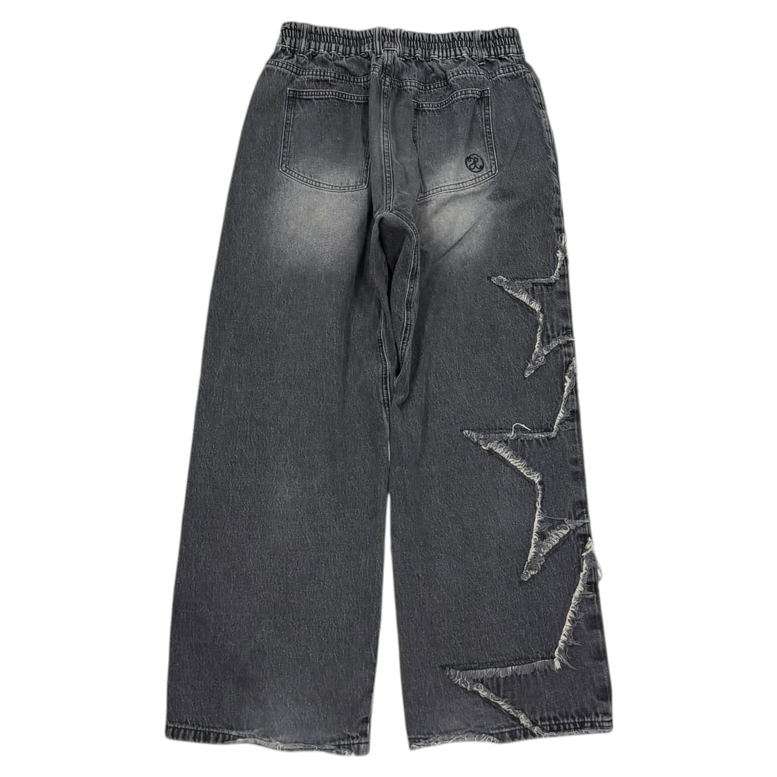 엑스톤즈 별 스타 데미지 빈티지 워싱 데님 팬츠 블랙 L 상품이미지3
