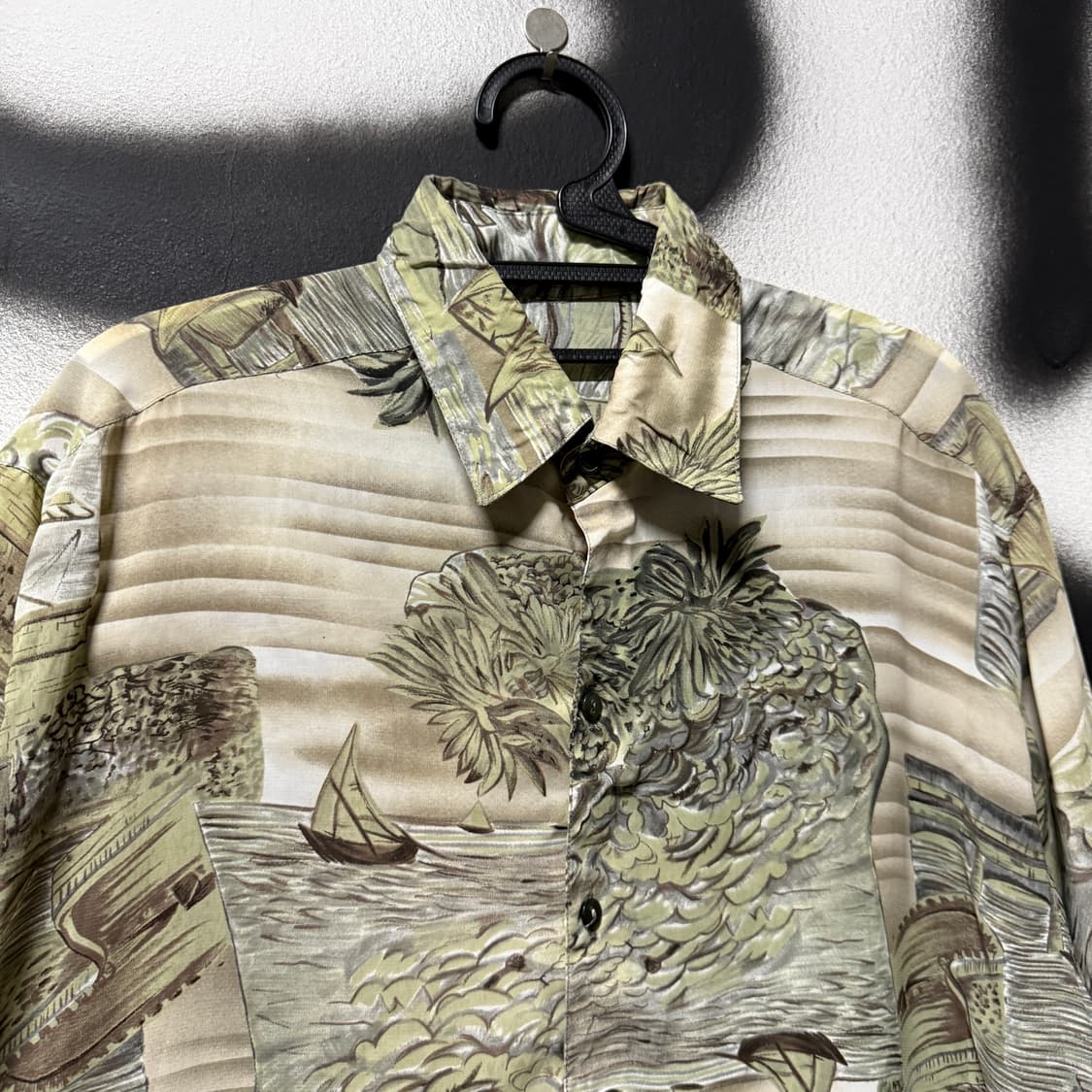 VTG 빈티지 오간자 시스루 리프 패턴 반팔 셔츠 상품이미지3