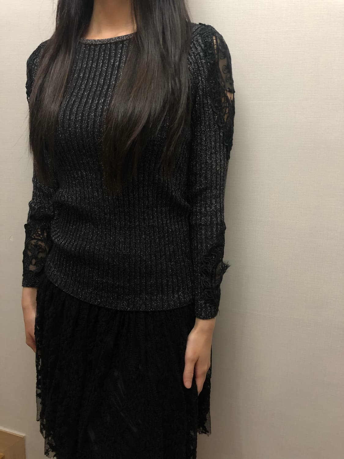 빈티지 블랙 레이스 글리터 니트 상품이미지8