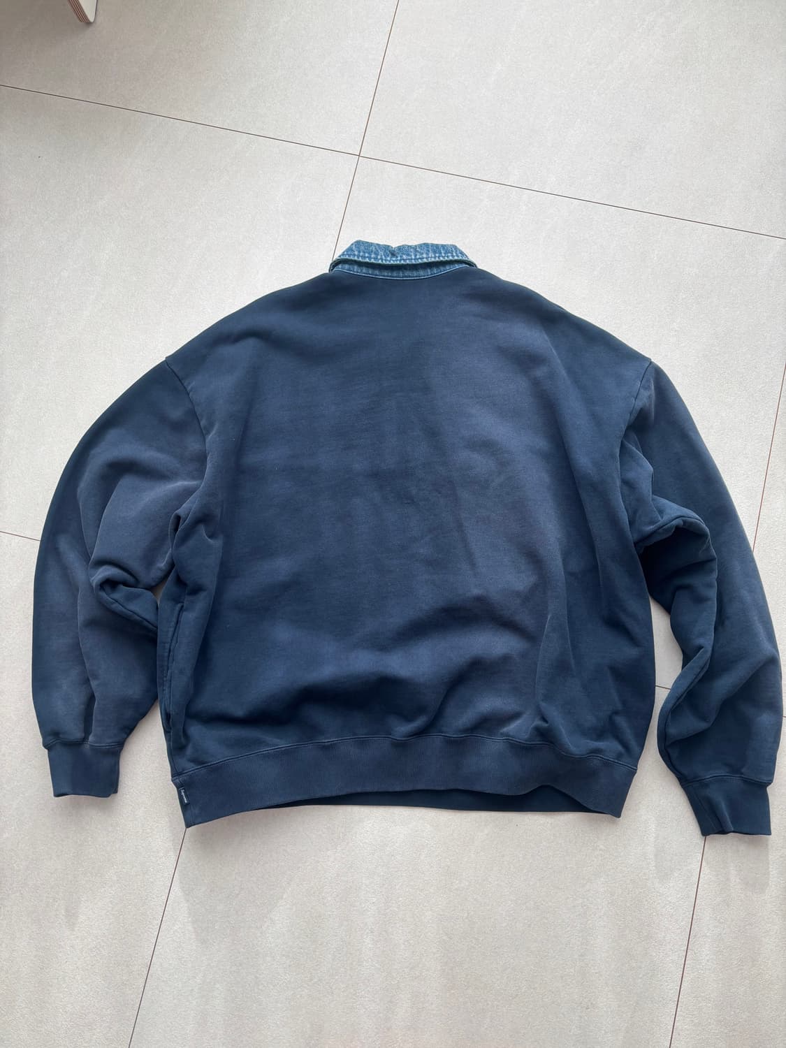 [M] 슈프림 데님 칼라 하프 집 스웨트셔츠 네이비 - 23SS 상품이미지6