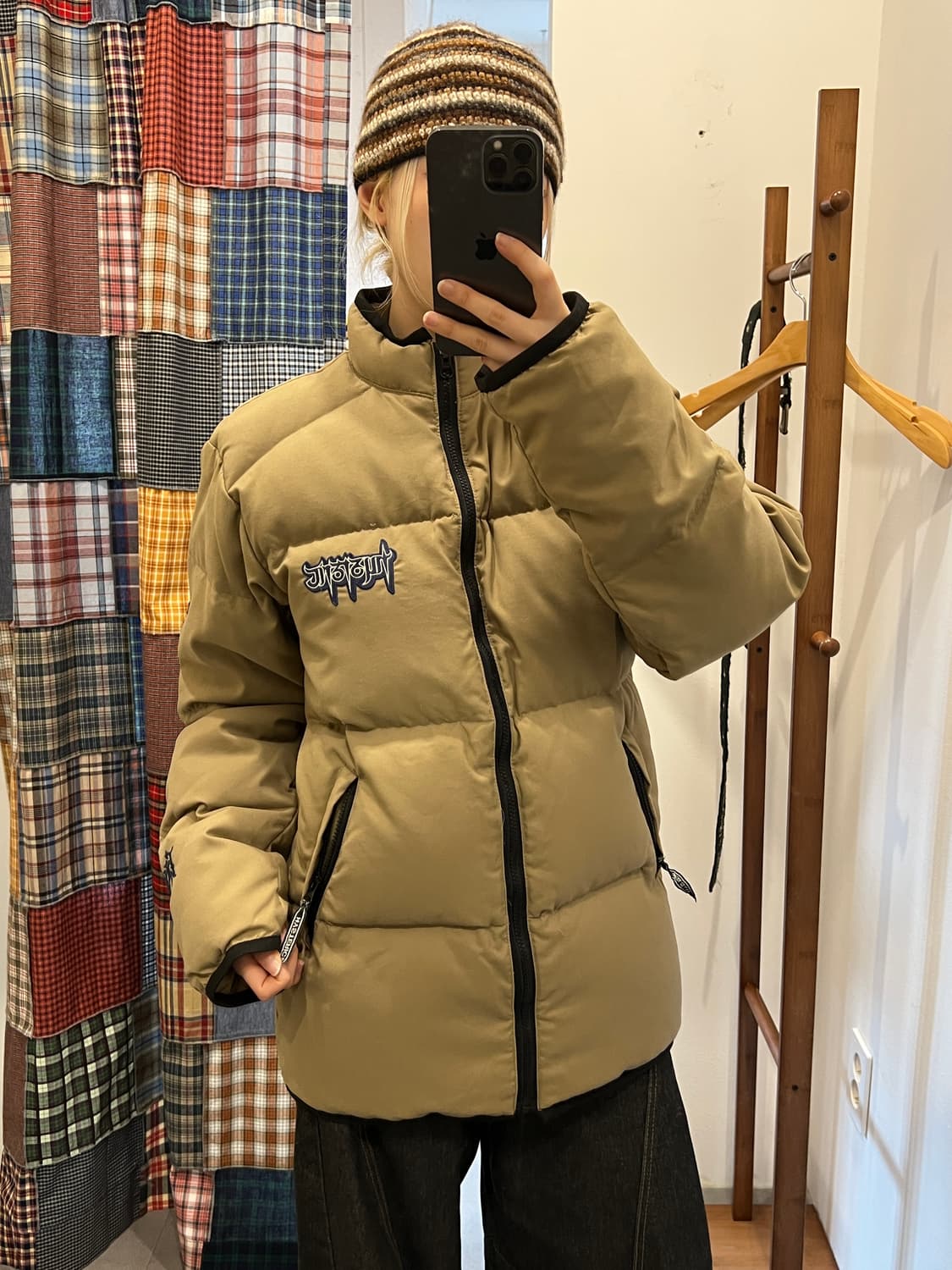 히스테릭글래머 카키베이지 로고 퀄팅 패딩 상품이미지3