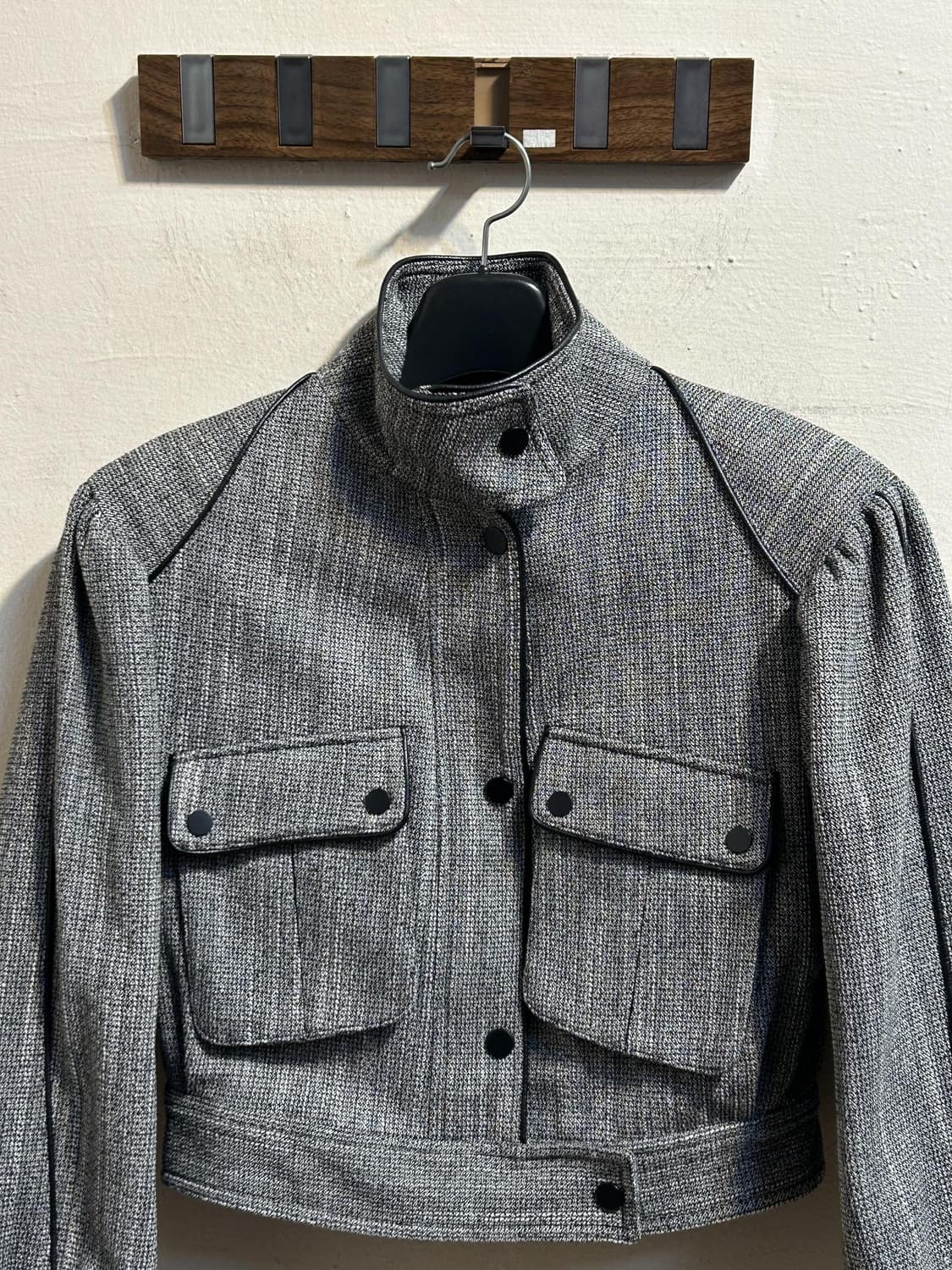 MYEYECO 하이넥 울 블렌드 숏 자켓 상품이미지4