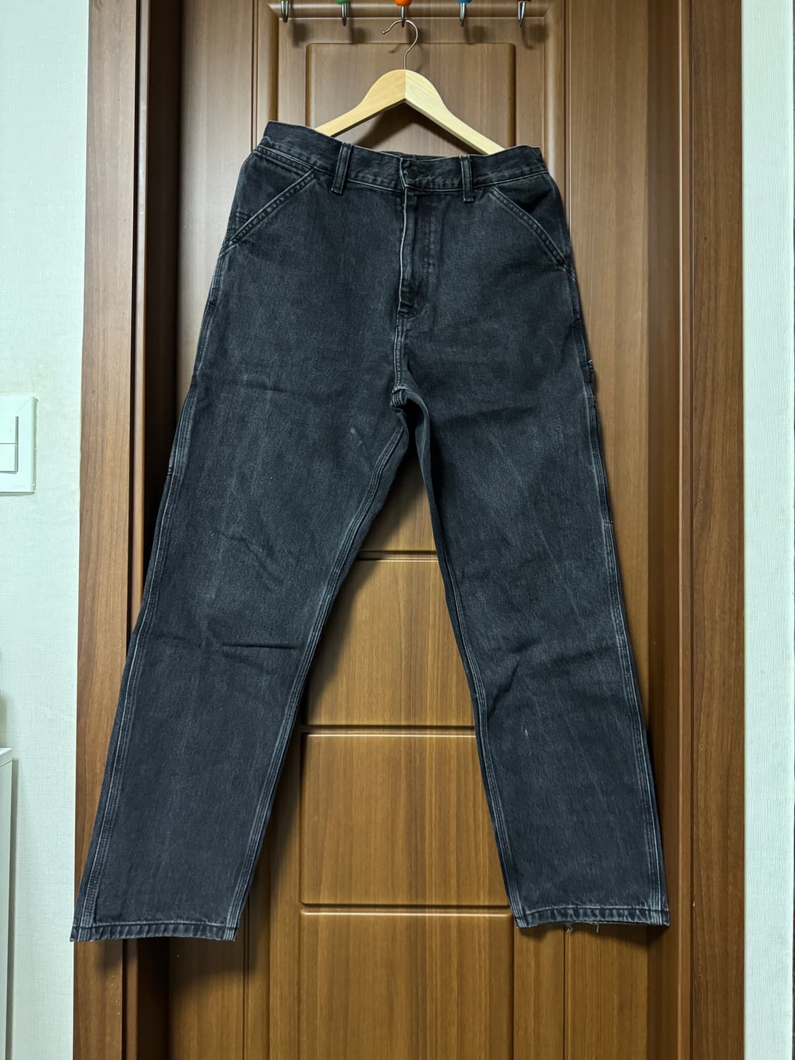 30 칼하트 싱글니 팬츠 스미스 black stone washed 상품이미지1