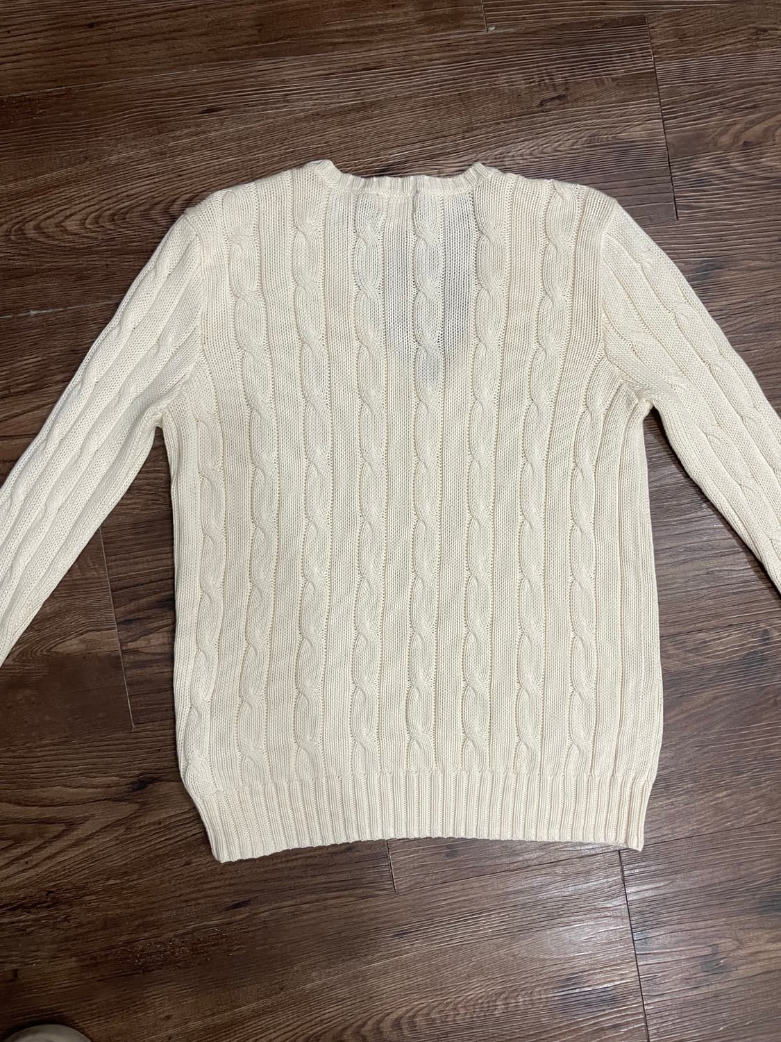 폴로 피마코튼 케이블 브이넥 니트 코튼 스웨터 크림 상품이미지9