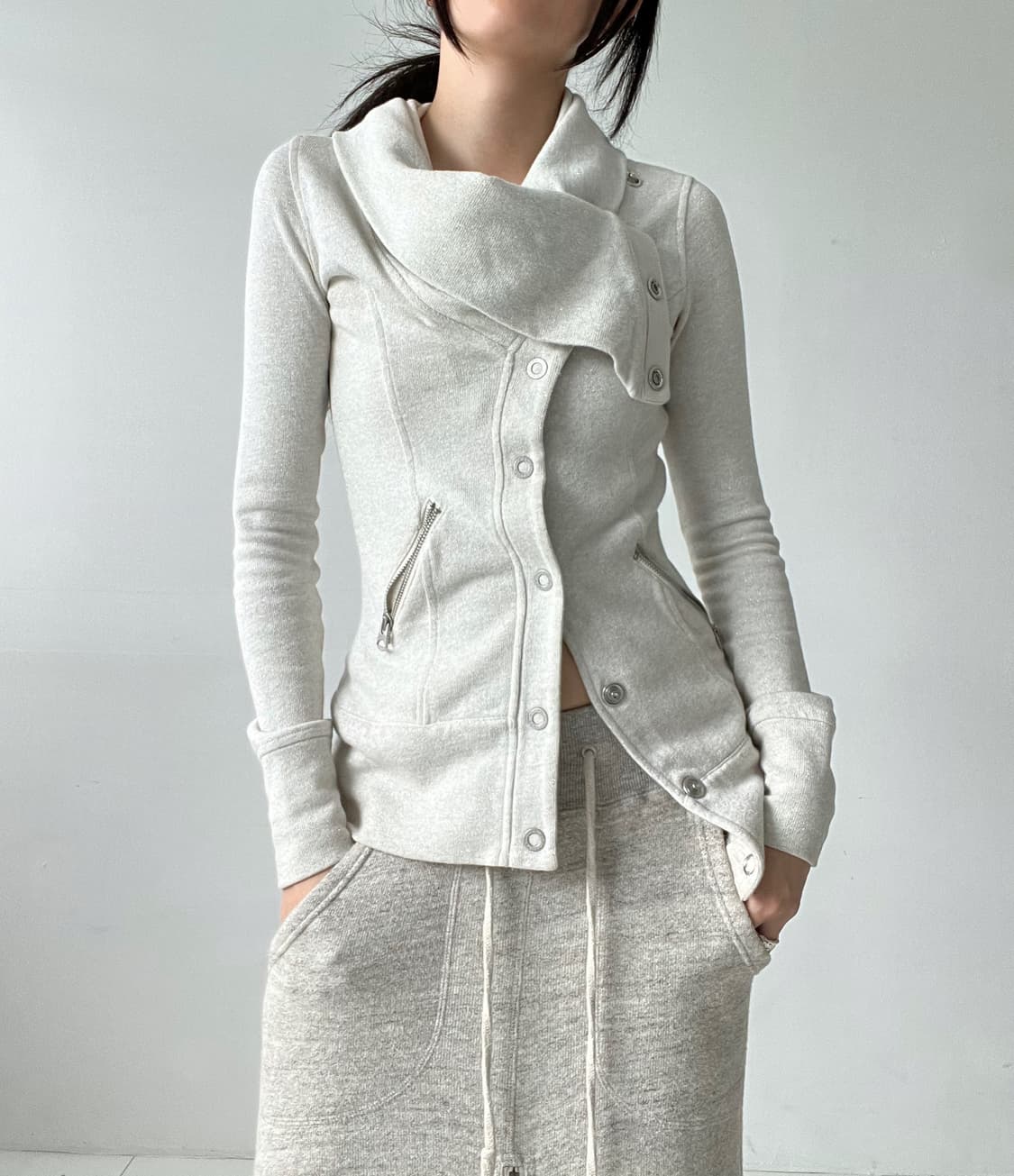 A/X 드레이프 하이넥 버튼 탑 상품이미지3