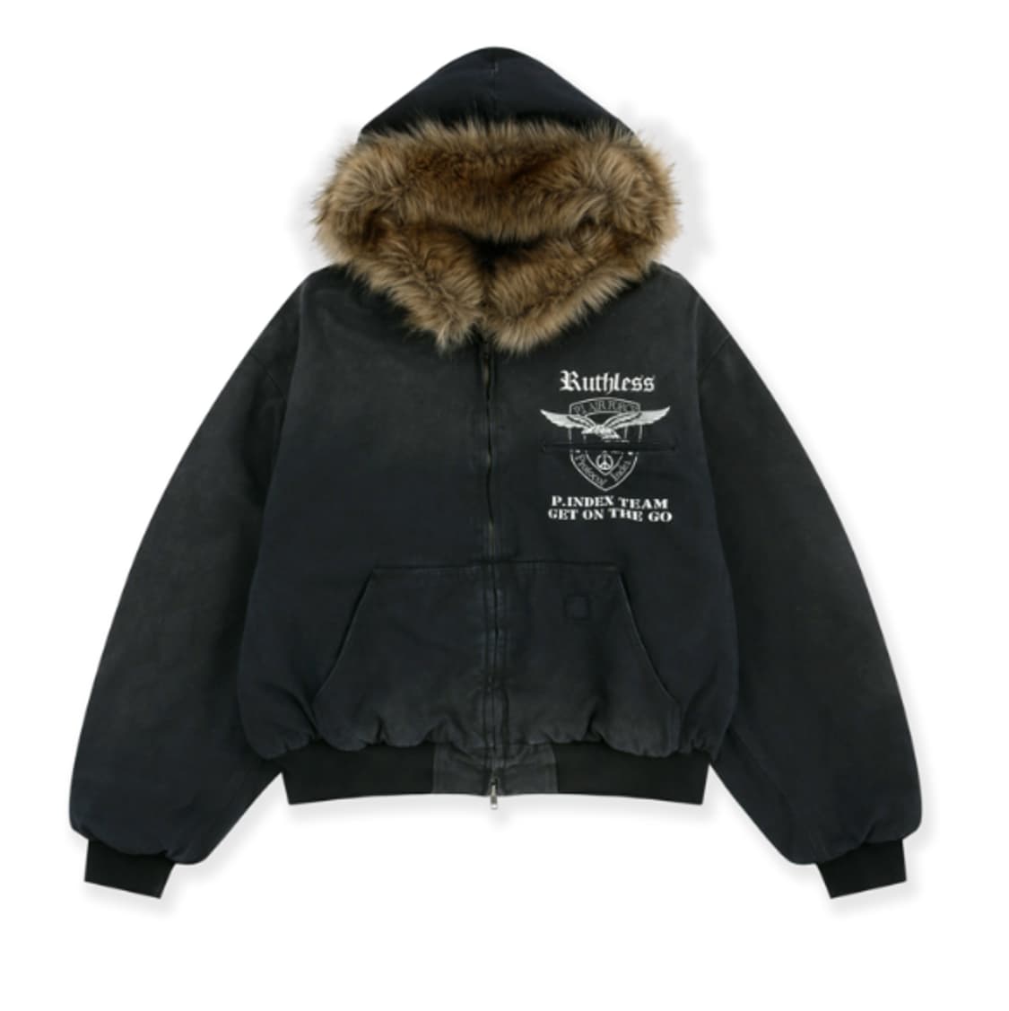 [2] 프로토콜인덱스 디텍처블 퍼 후디드 워크 자켓 블랙 상품이미지1