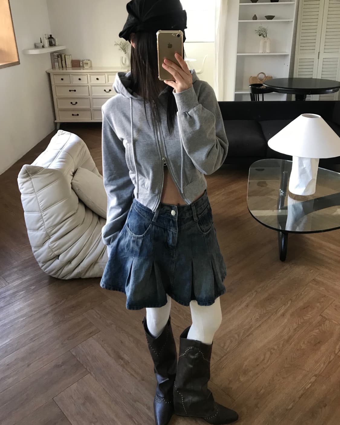 vintage denim skirt 상품이미지3