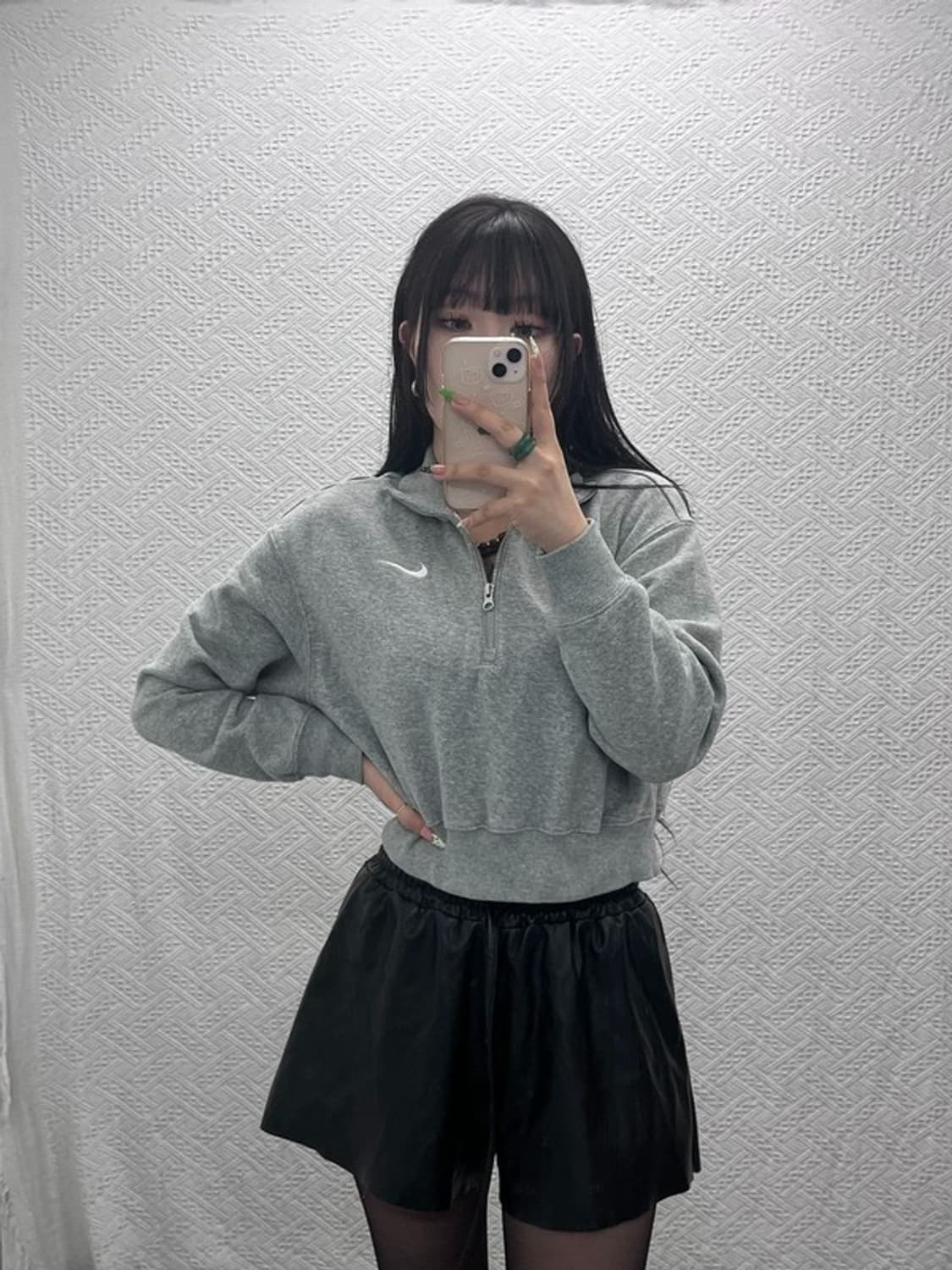 나이키 빈티지 캐주얼 세미오버핏 반집업 크롭 맨투맨 S C09228 상품이미지1