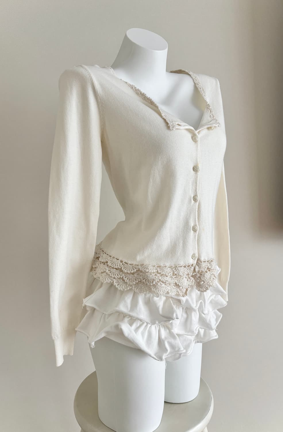 레스트로즈 장미단추 아이보리 로맨틱 가디건 클래식 히메갸루 아가씨 상품이미지3