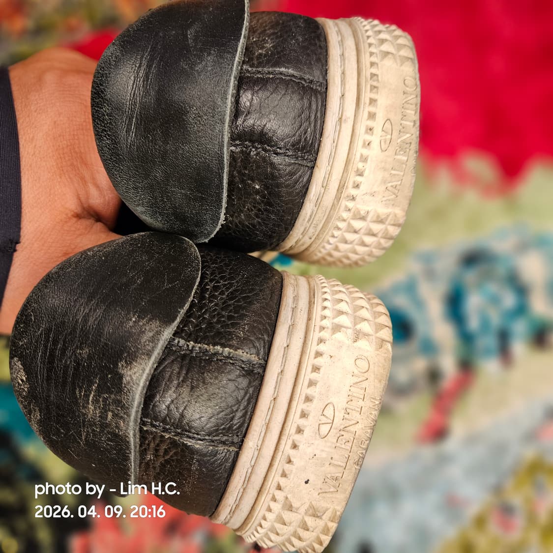 발렌티노 가죽 스니커즈 블랙 42 상품이미지7