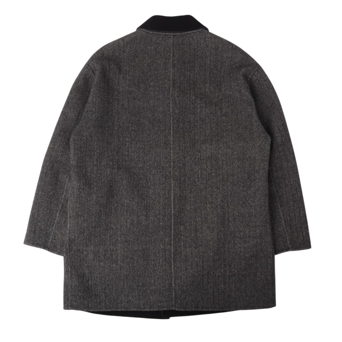 입생로랑 헤링본 배색 카라 울 앙고라 하프 코트 상품이미지5