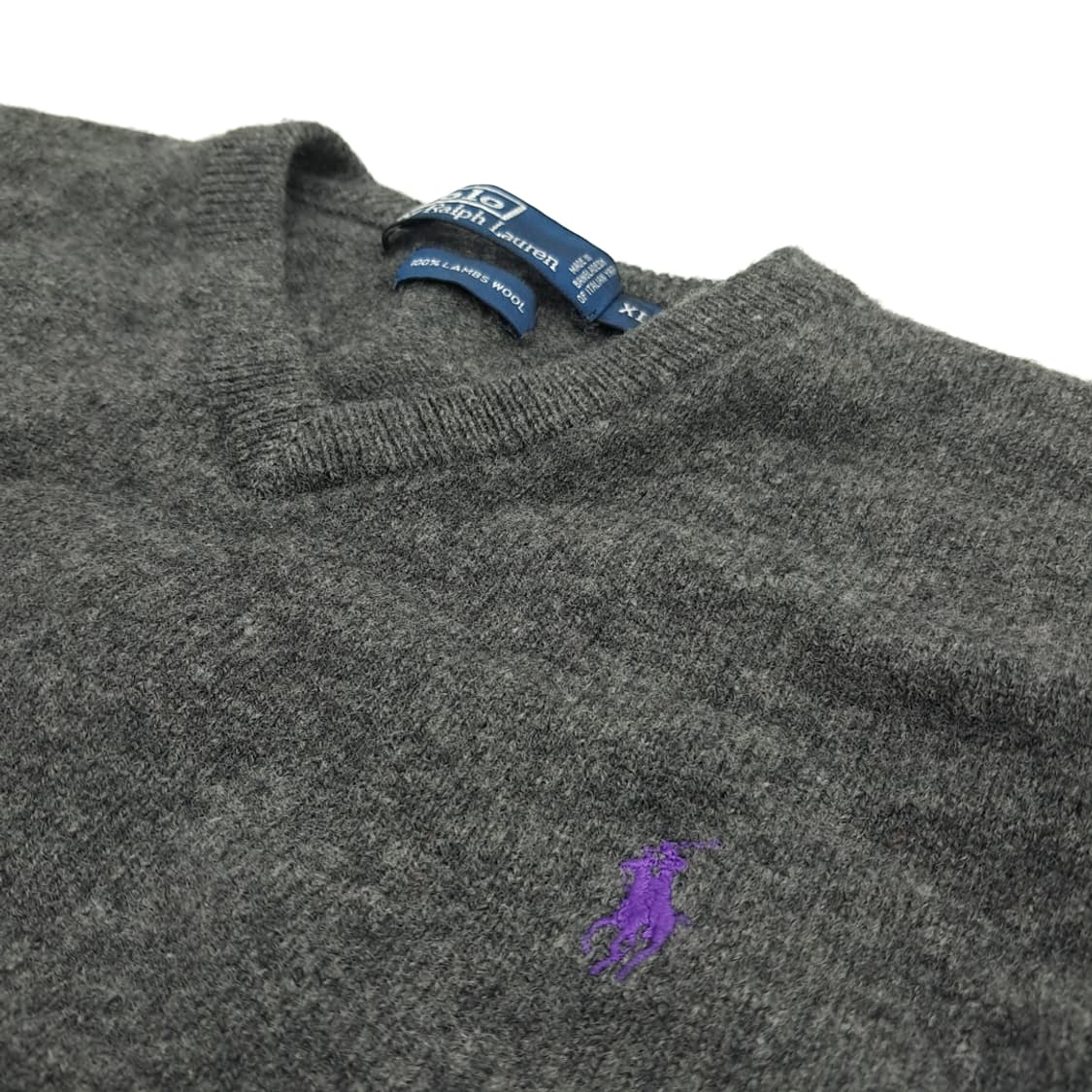 CN649W XL 랄프로렌 차콜그레이 V넥 램스울 니트 스웨터 상품이미지5