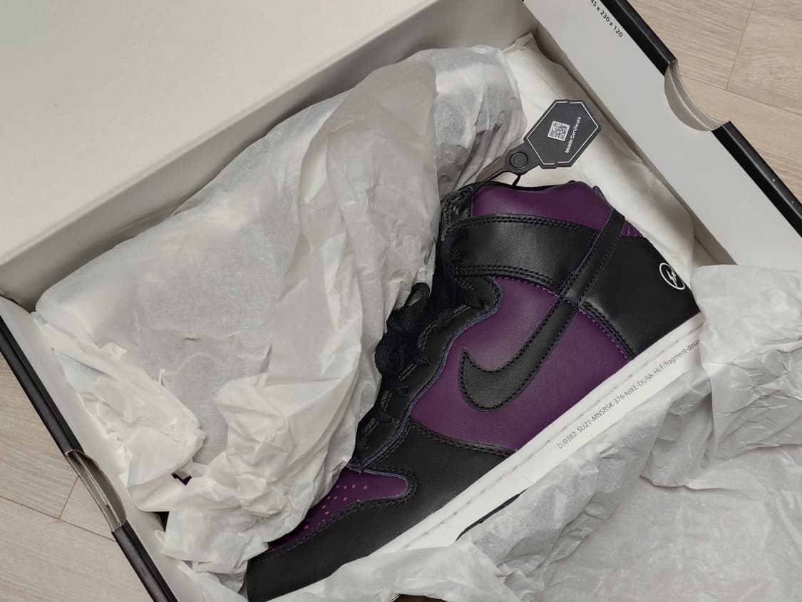 [270] 나이키 프라그먼트 덩크 하이 블랙 퍼플 새상품 상품이미지2