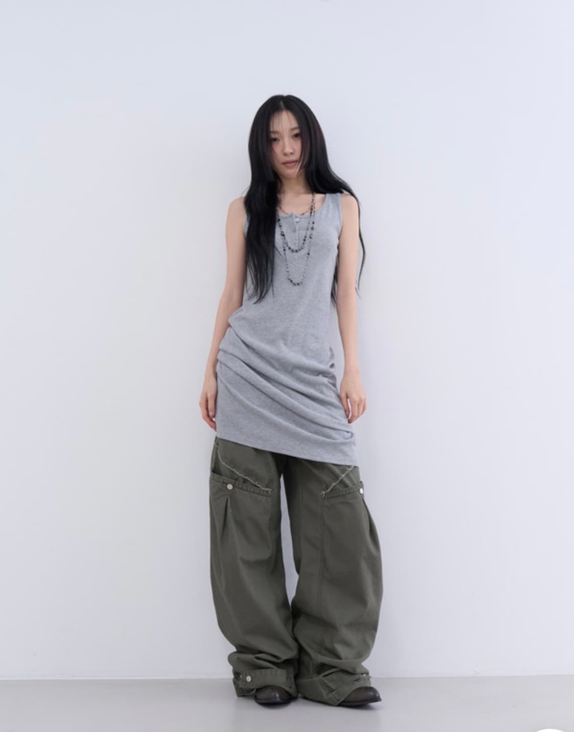 (1회착)로웨어layered wrap set long sleeveless 상품이미지4