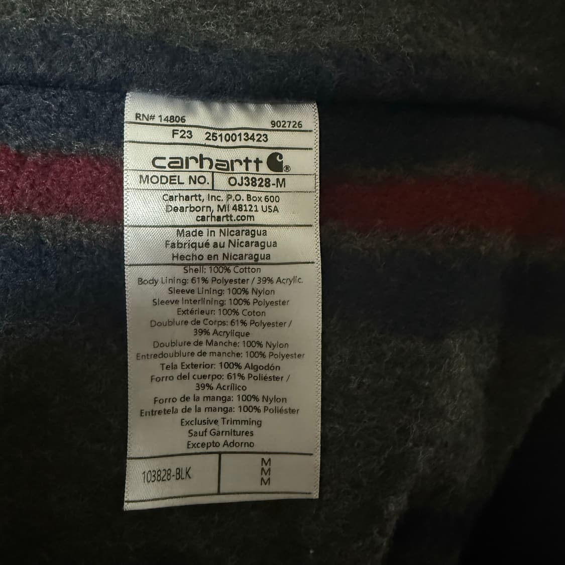 칼하트 디트로이트 자켓 블랙 상품이미지4