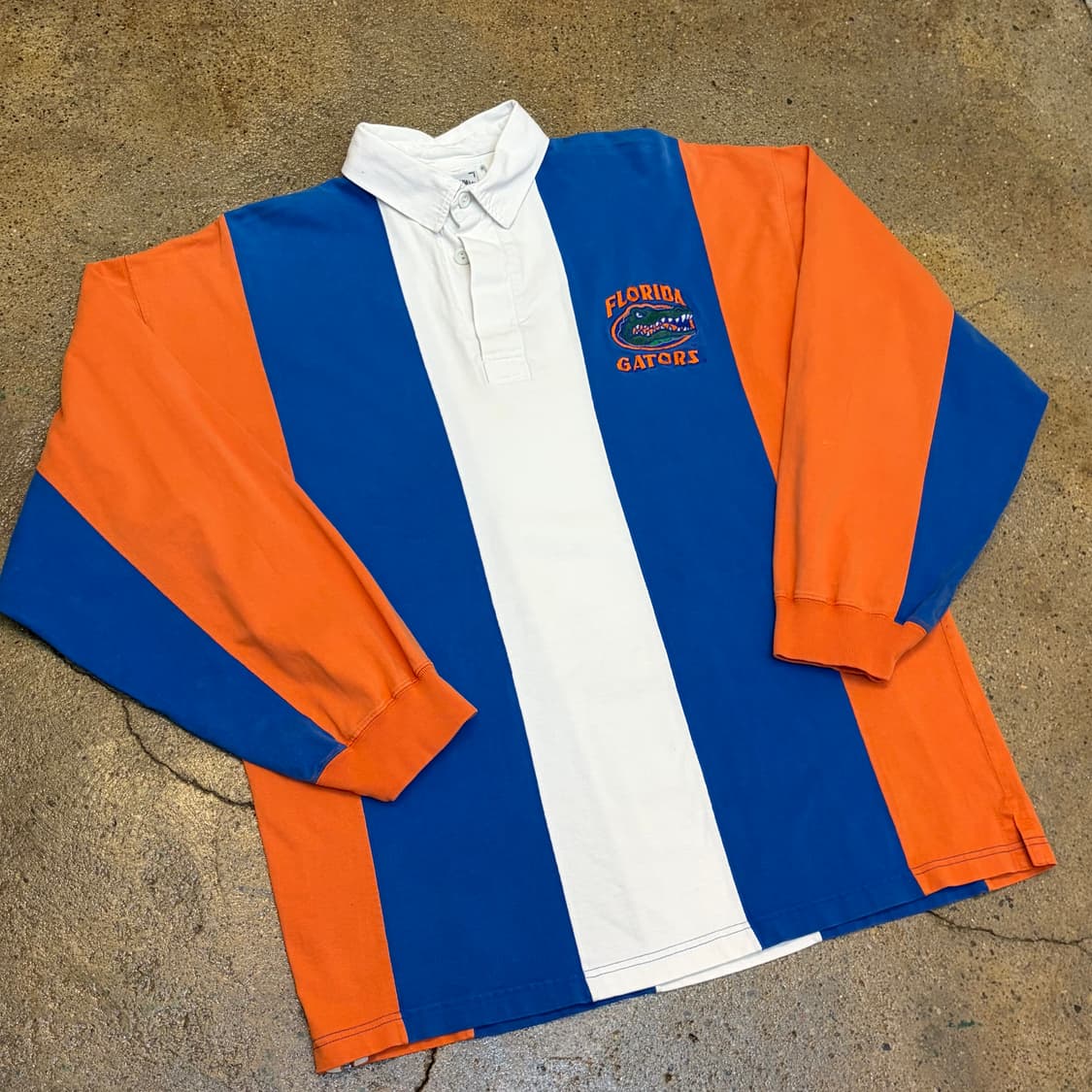 90s USA 빈티지 게이터스 스트라이프 럭비티 카라티 상품이미지2