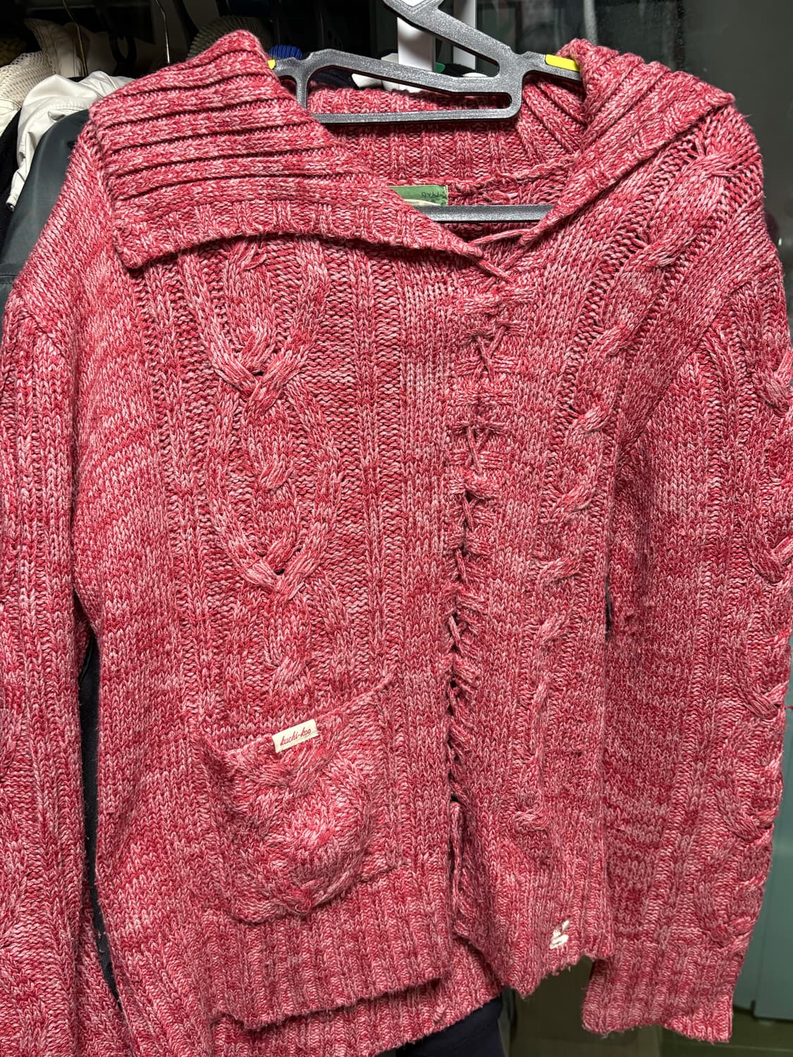 일본빈티지 핑크 꽈배기 니트 상품이미지1