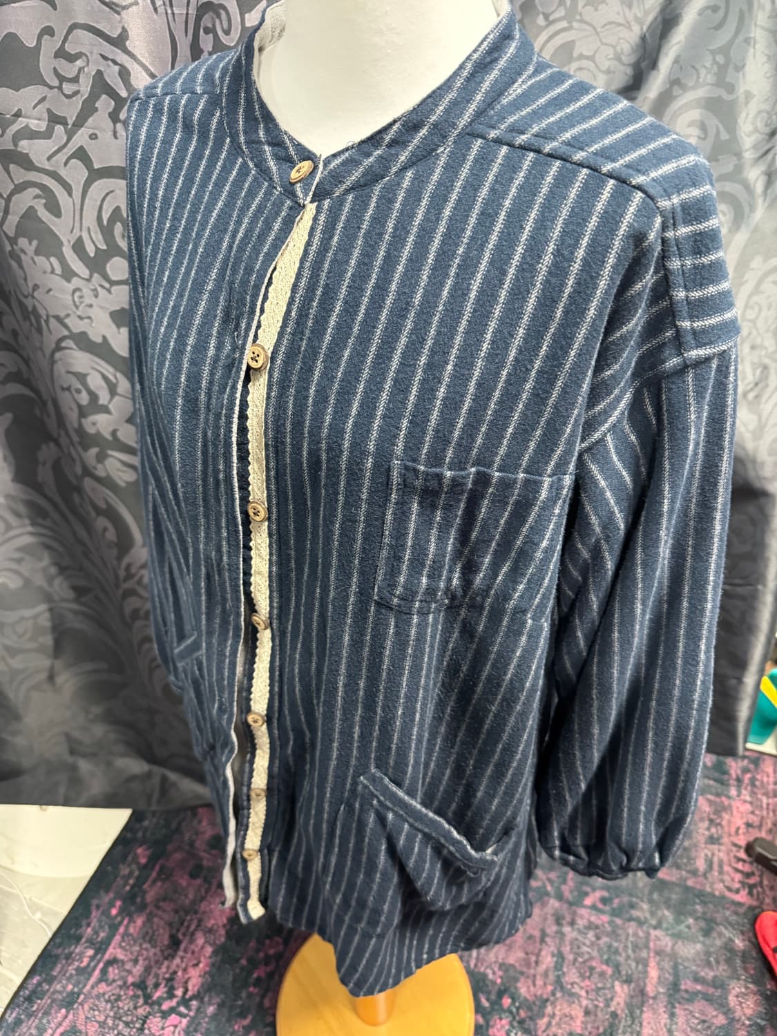 보헤미안 스트라이프 레이스 롱 자켓 상품이미지1