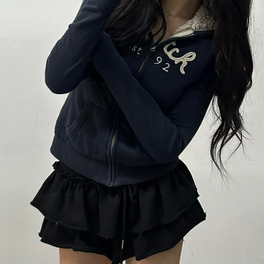 아베크롬비 y2k 울프죠 대대장 후드집업 희귀져지(S) 상품이미지2