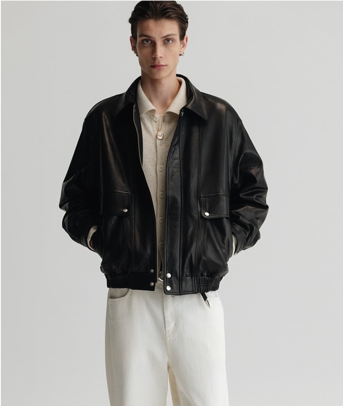 (XL) 던스트 오버사이즈드 빈티지 레더 블루종 상품이미지2