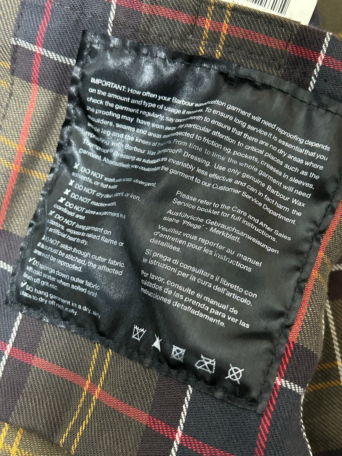 바버 클래식 타탄 올리브 비데일 왁스 자켓 상품이미지7