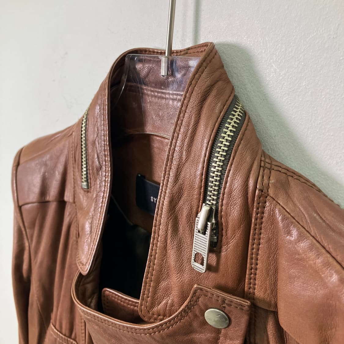 시스템 브라운 양가죽 라이더 자켓 상품이미지6