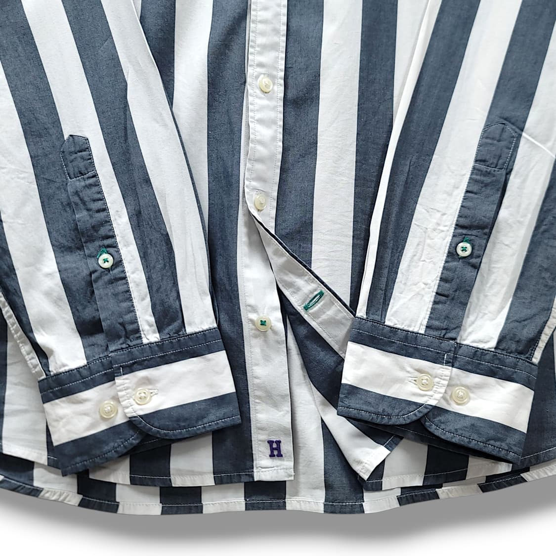 [2XL] 타미힐피거 블랙&화이트 스트라이프 레귤러핏 긴팔셔츠 상품이미지7