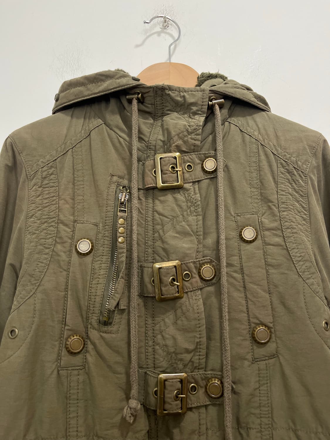 Ozoc 락펑크 버클 버튼 야상 자켓  상품이미지5