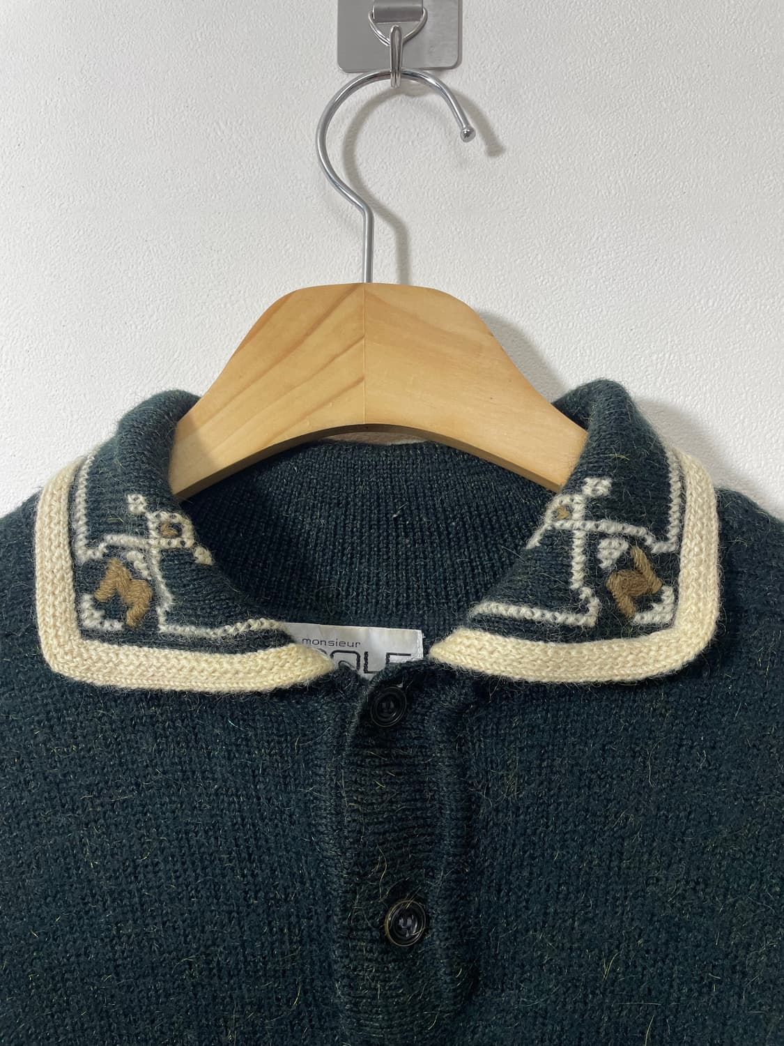 일본빈티지 카라 디테일 울100% 니트 Free - K20 상품이미지4