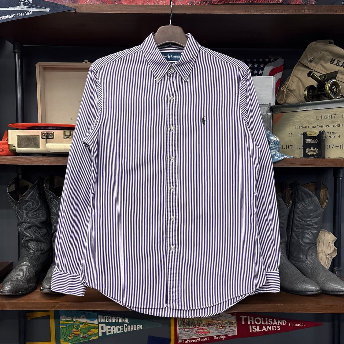 00s 폴로 랄프로렌 클래식 스트라이프 버튼다운셔츠 퍼플 N1164 상품이미지1