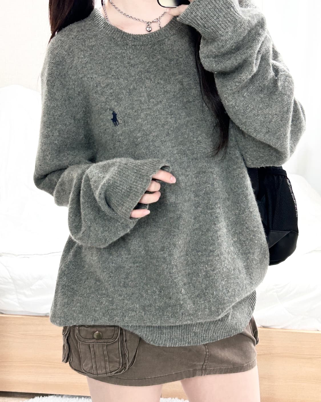 폴로 네이비포니 그레이 램스울 니트 상품이미지5