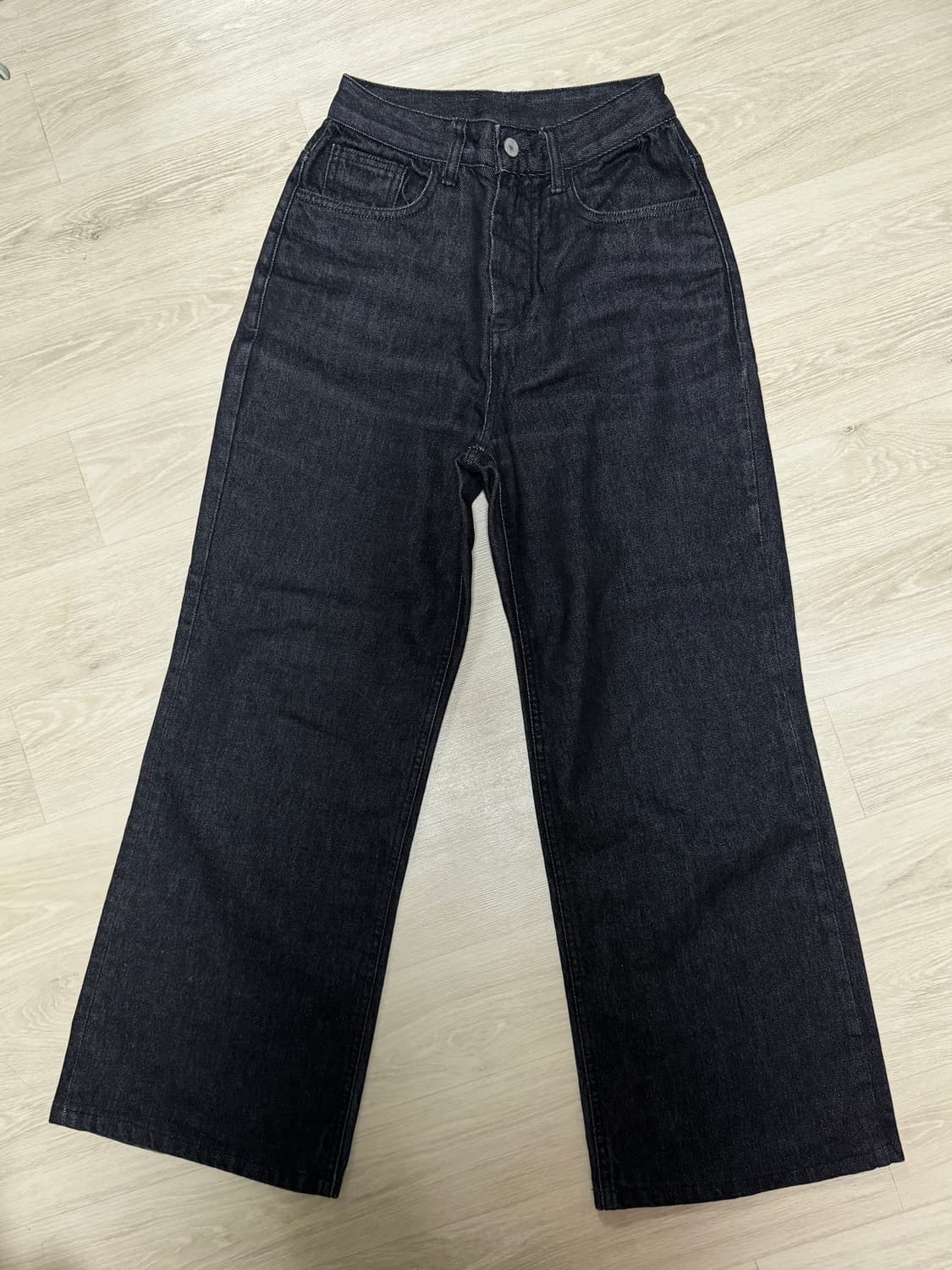 유스 와이드 데님 팬츠 블랙 S 상품이미지3