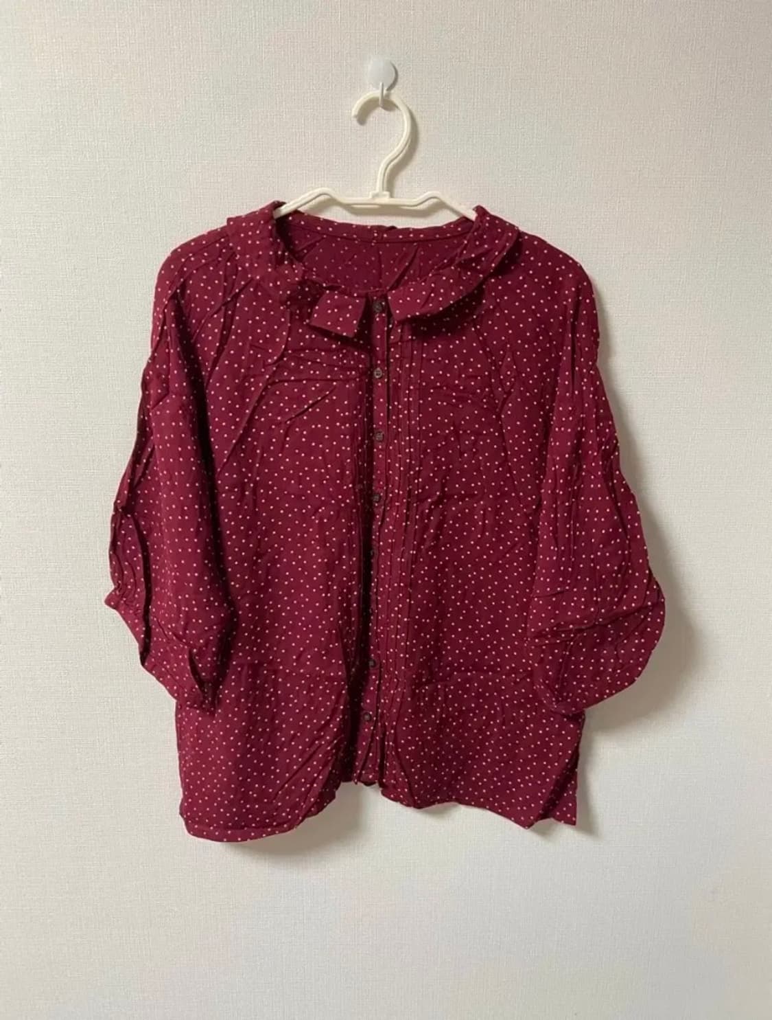 일본 빈티지 모리걸 도트 블라우스 슬리브리스 상품이미지1