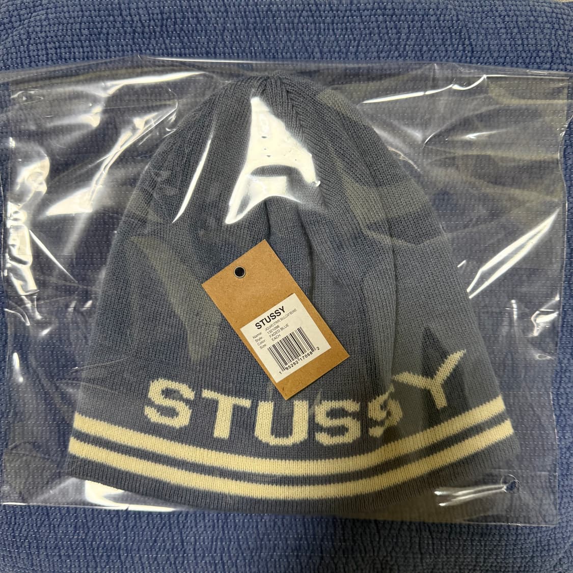 스투시 자카드 스트라이프 스컬캡 비니 페이디드 블루 상품이미지6