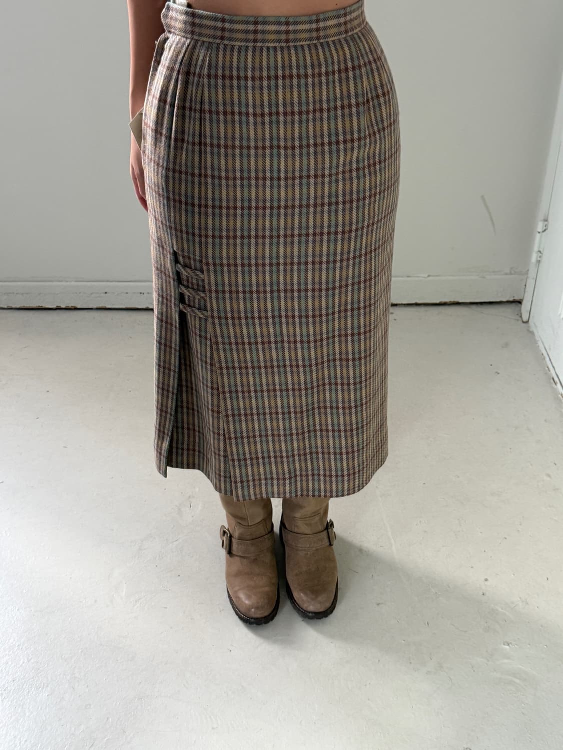일본빈티지 체크 롱스커트 상품이미지1