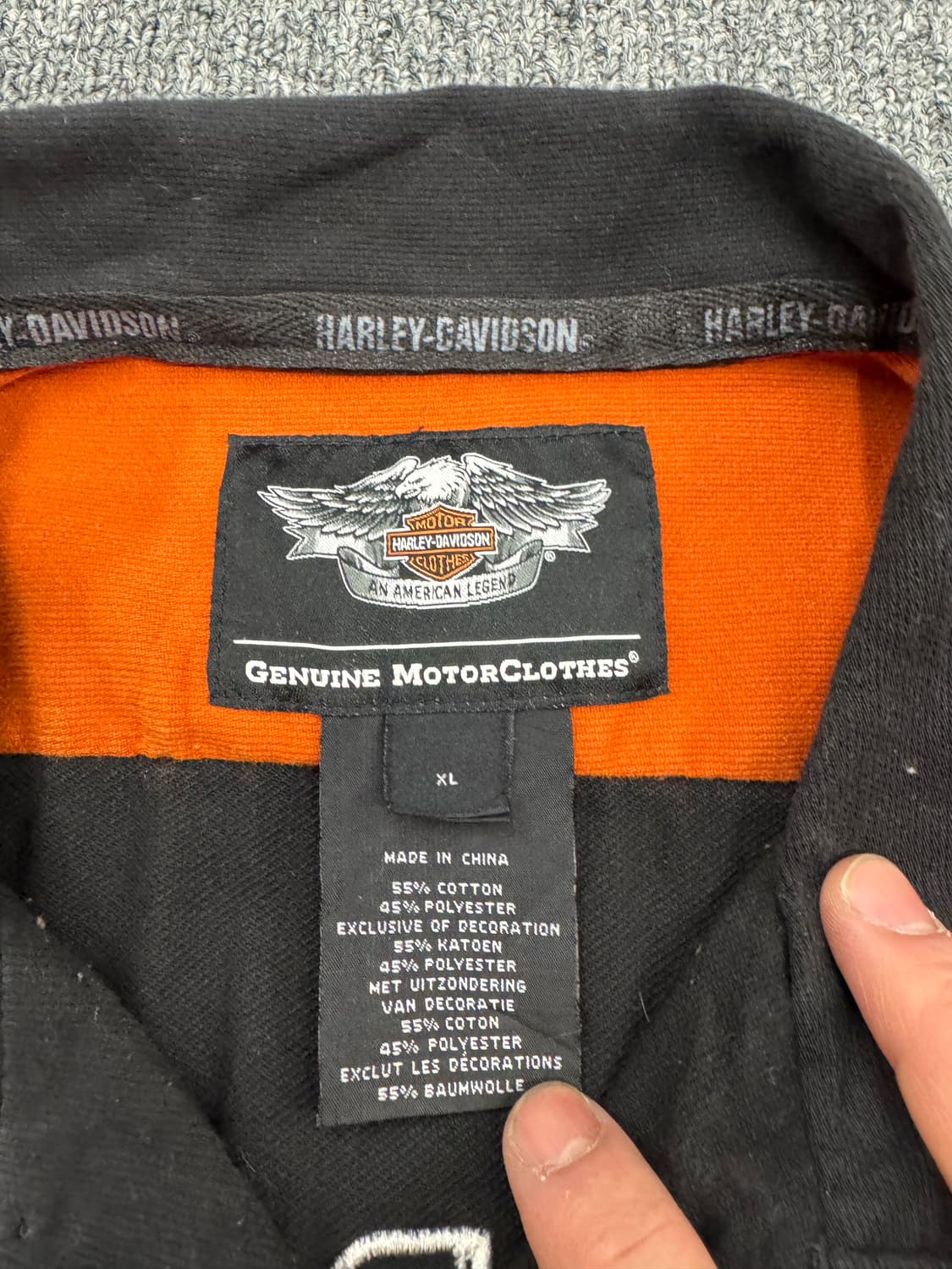 XL)할리데이비슨 빈티지 코듀로이 자수 로고 반팔 셔츠 상품이미지4