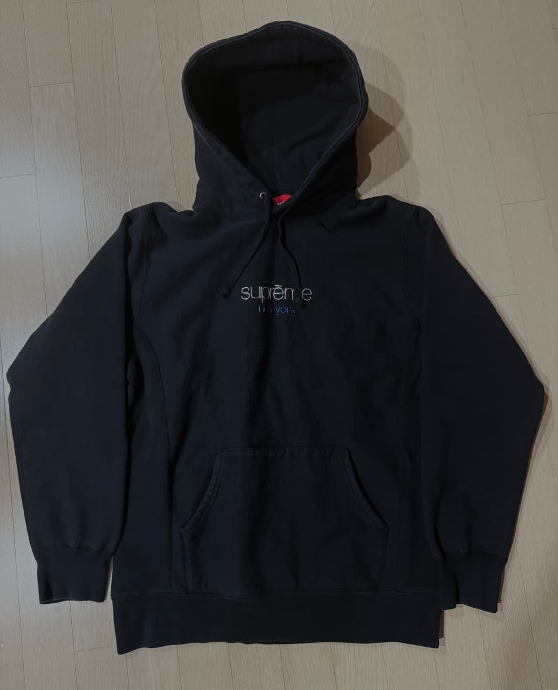 [L] 슈프림 크롬 클래식 로고 후드 블랙 상품이미지2