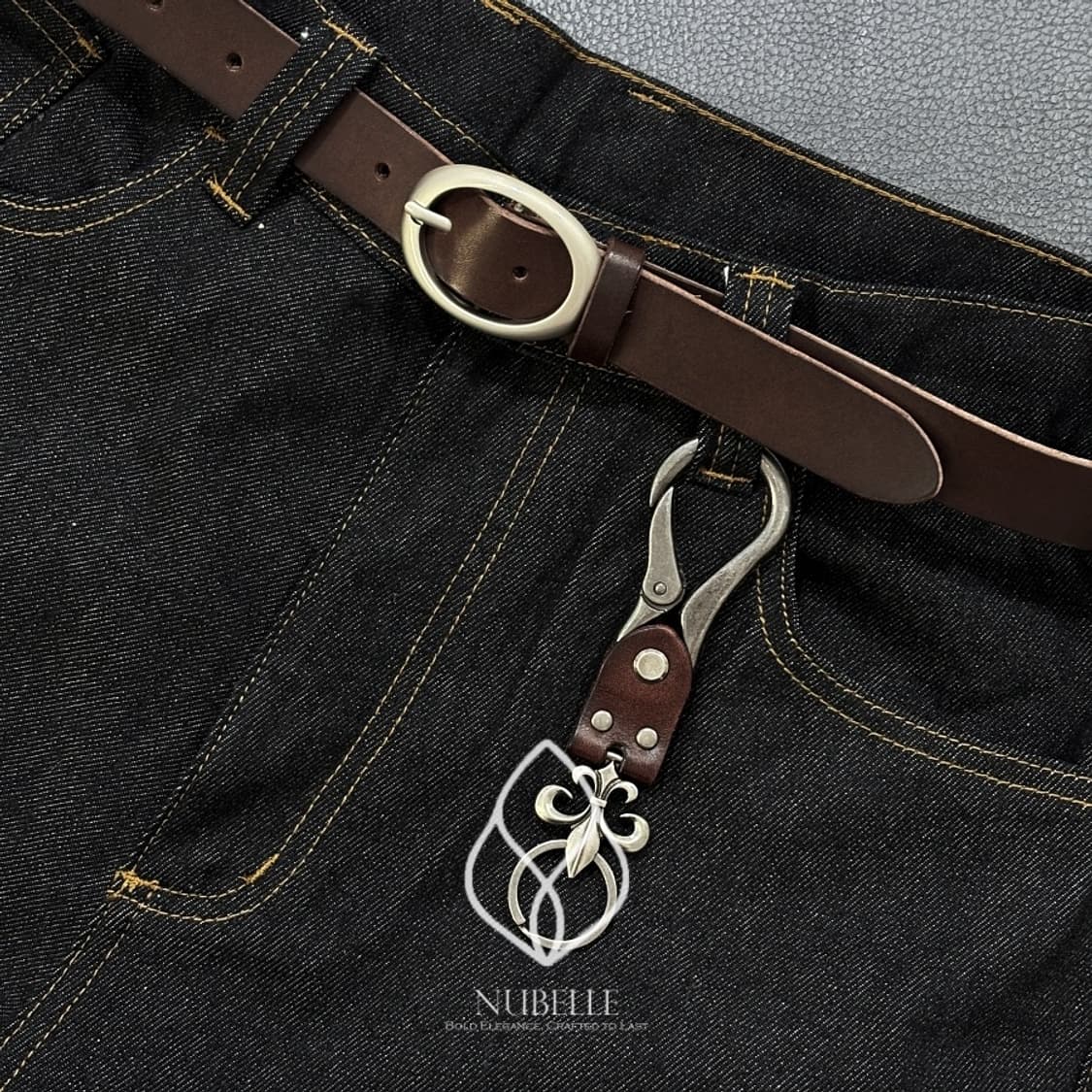 🌗 Oval ring belt / 오벌 링 버클 소가죽 웨스턴 벨트 상품이미지1