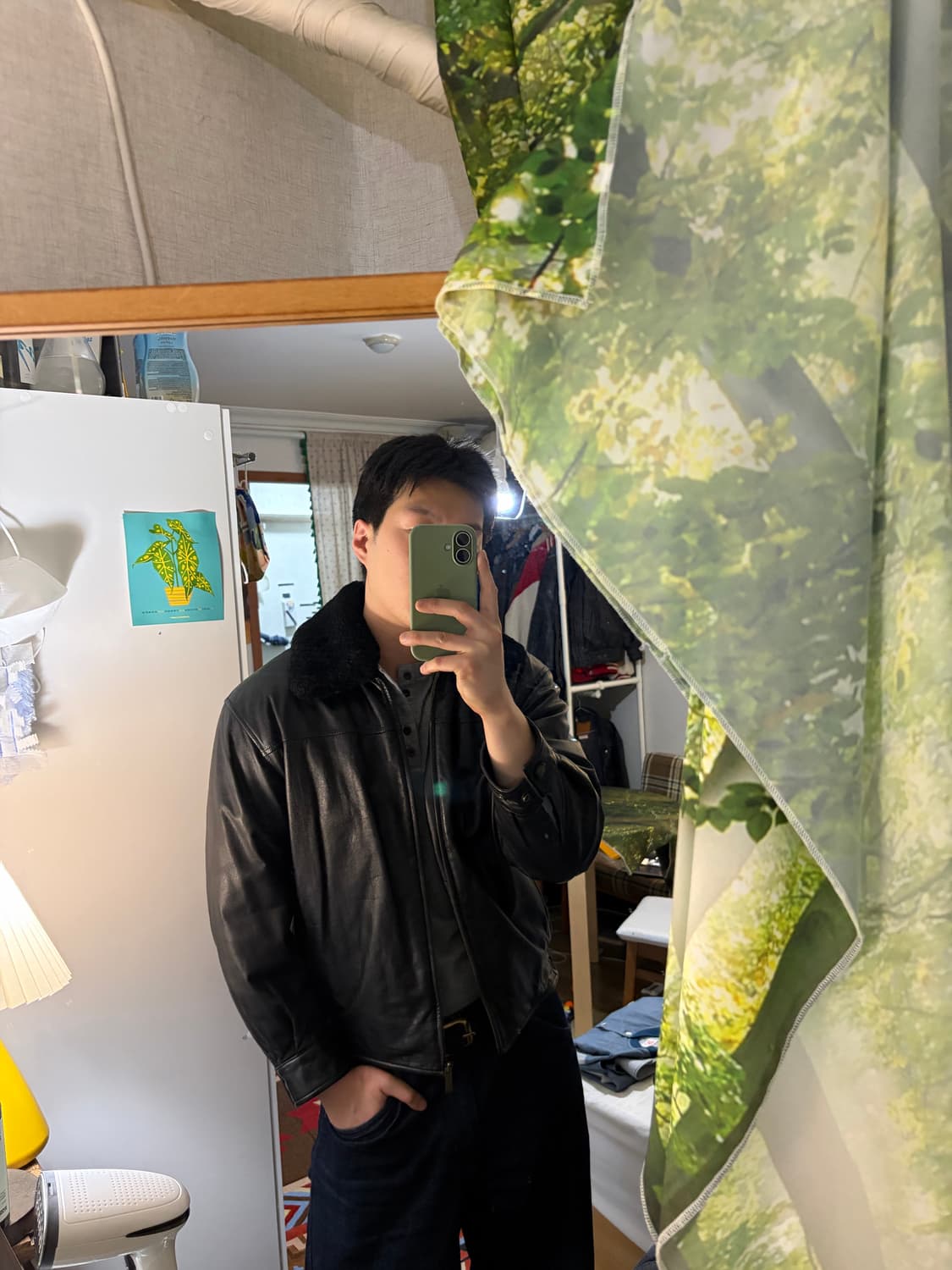 100) 소가죽 퍼 봄버 가죽자켓 상품이미지3