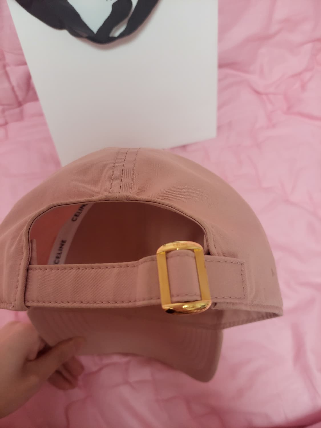 정품)급처상태양호!셀린느 핑크 트리옹프 트리오페 베이스볼 캡 연예인 모자 상품이미지7