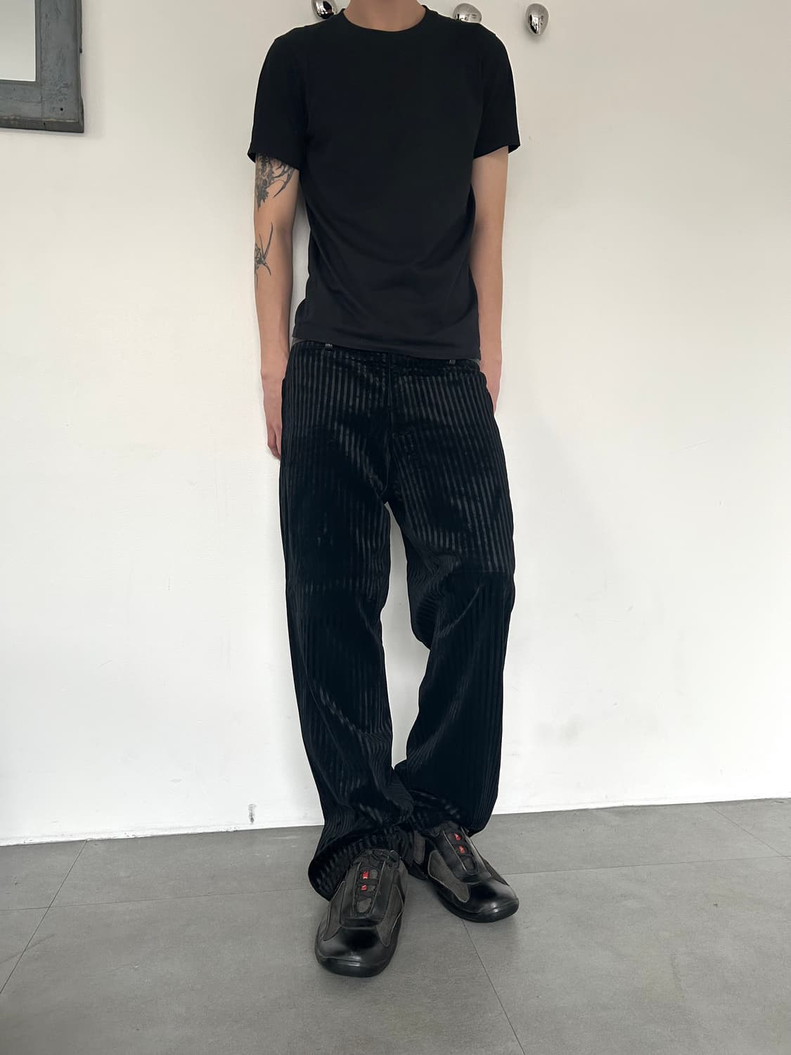 엠포리오 아르마니 벨벳 스트라이프 팬츠 상품이미지2