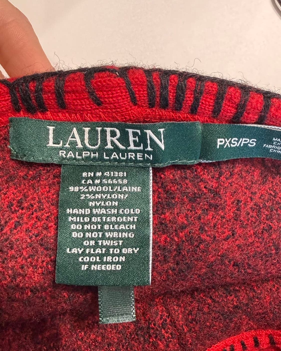 랄프 로렌 레드 체크 울 케이프  상품이미지7