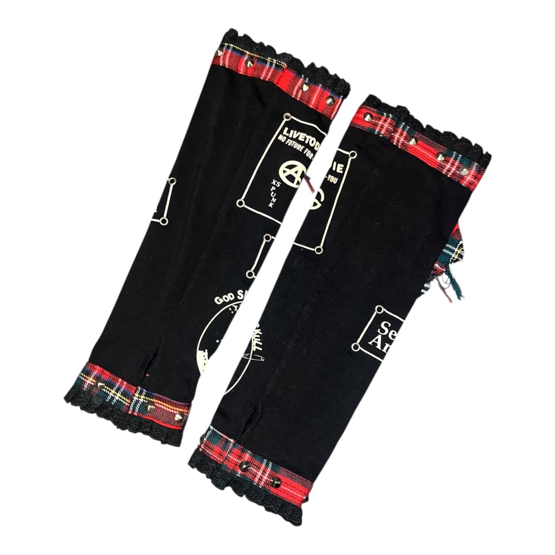 해골 패치 스터드 체인 핸드워머 펑크y2k 상품이미지4