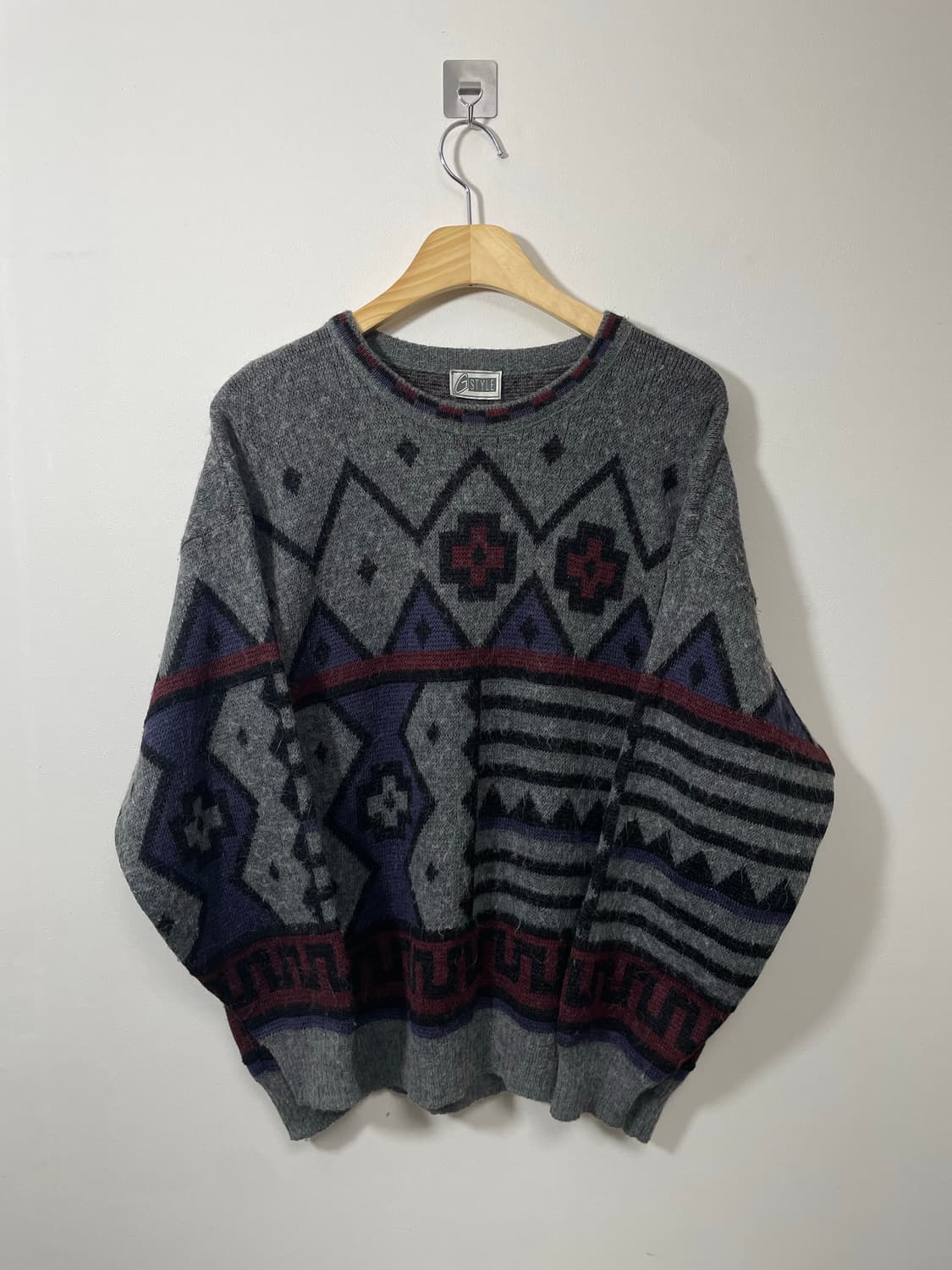 일본빈티지 알파카 기하학 니트 Free - K24  상품이미지1