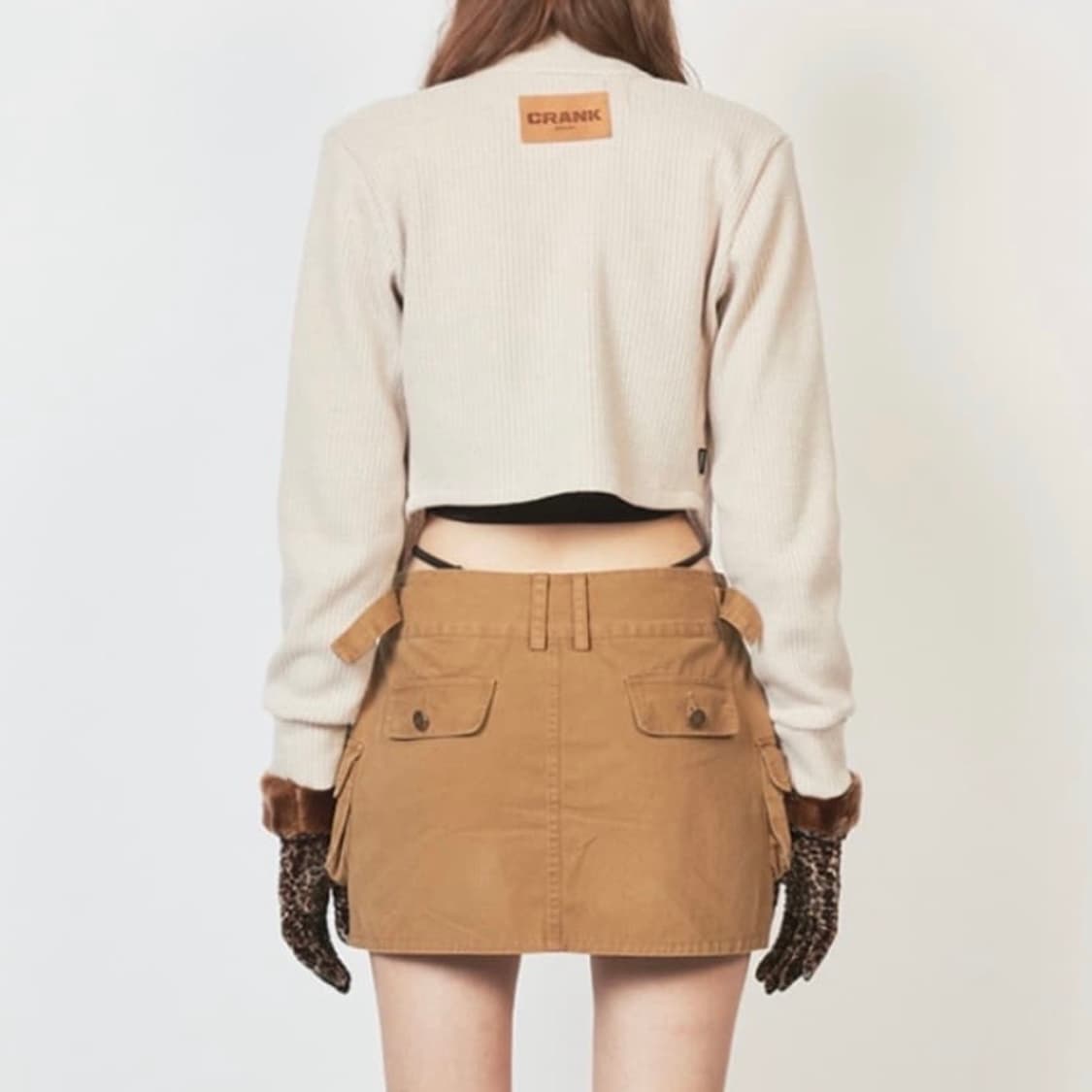 [크랭크] 코르셋 니트집업, 하이넥 집업가디건_베이지 상품이미지4