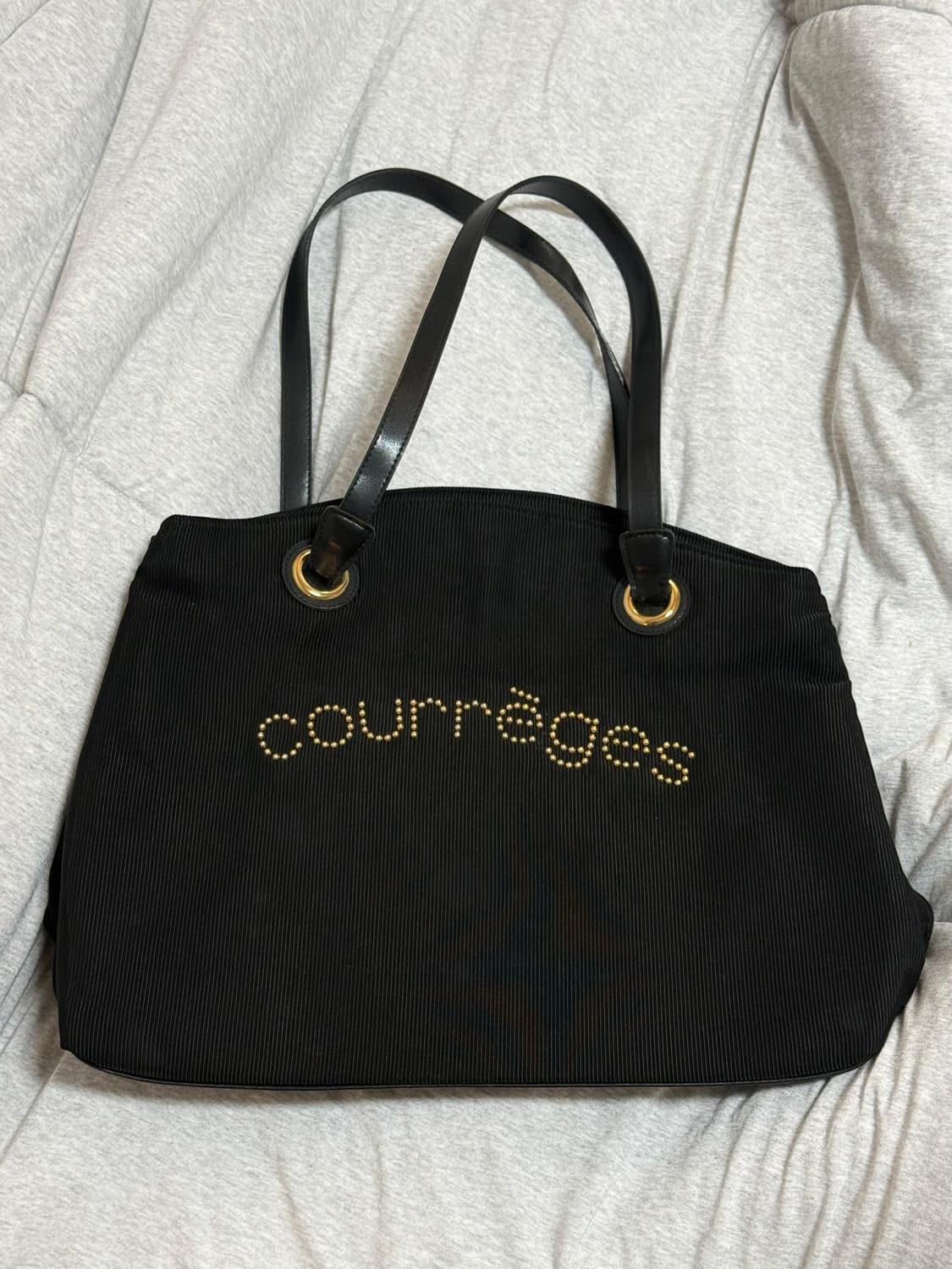 꾸레쥬 코듀로이 빈티지 토트백 블랙 상품이미지1