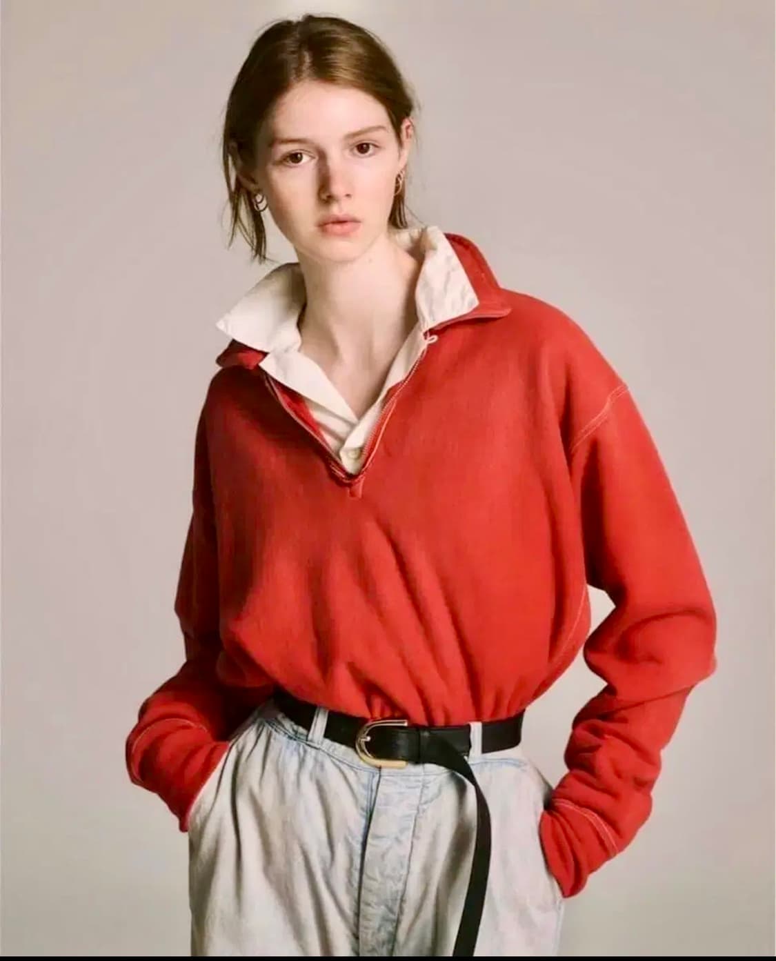 23AW a.presse 빈티지 하프집업 레드 3size 상품이미지10