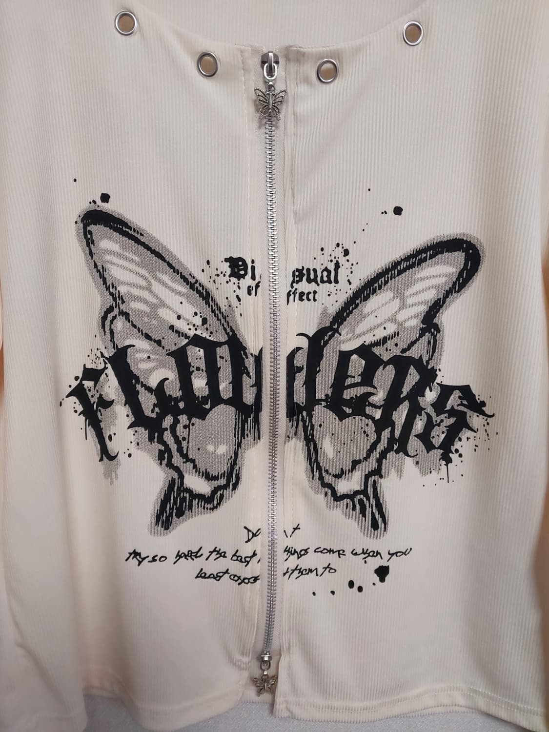 Y2K 나비 레터링 크림 집업 빈티지 상품이미지2