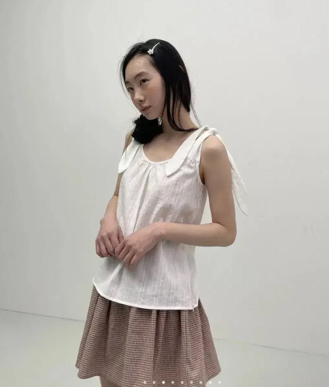 콜로신스 RABBIT TIE TIE BLOUSE STRIPE WHITE 상품이미지1